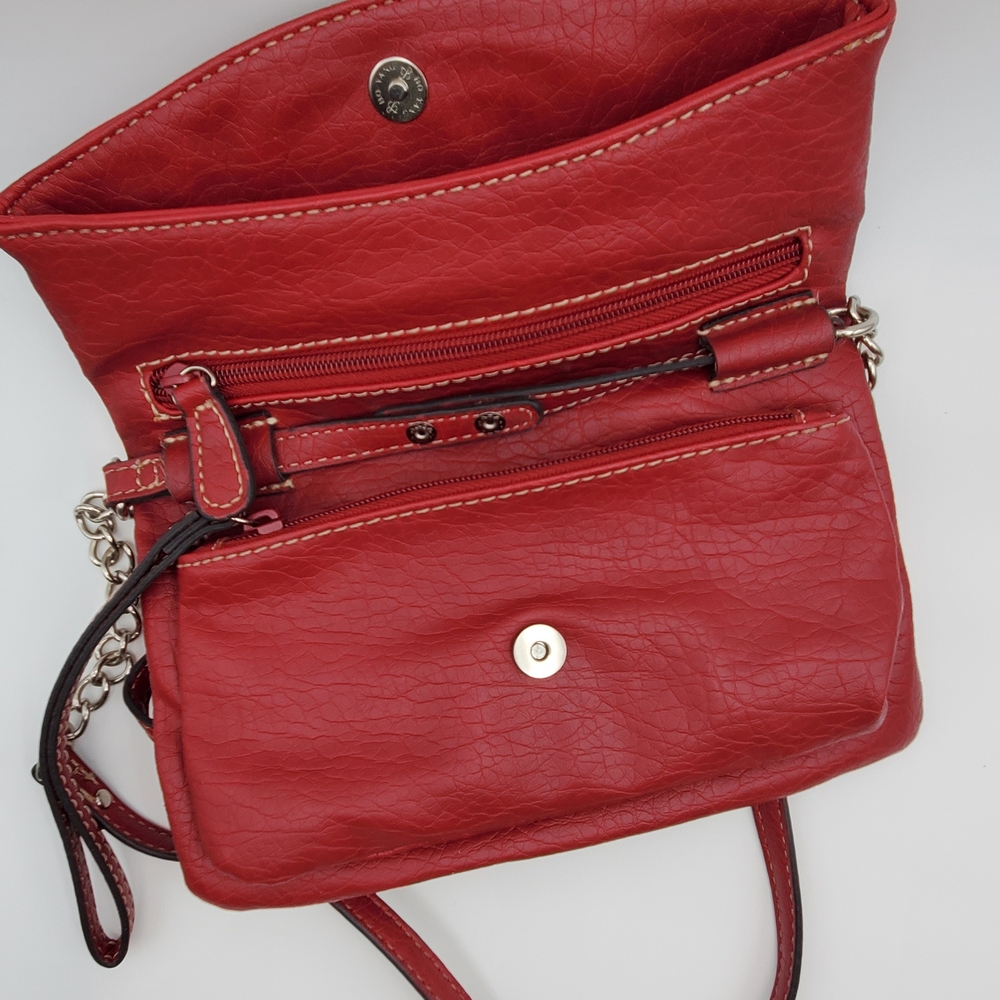 Nine West Red Pebble Leather Cross Body Handbag With Strap - Picture 3 of 8